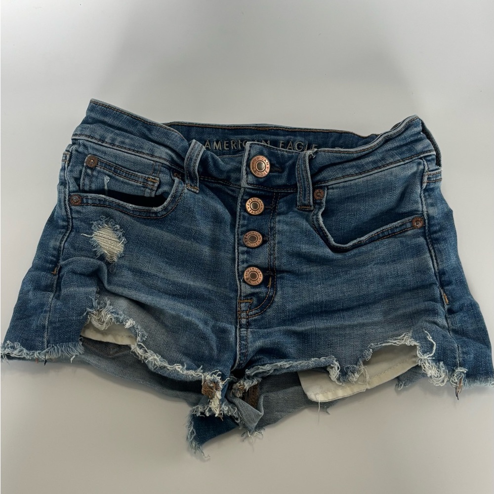 American Eagle Outfitters Distressed Blue Jean Shorts size 00